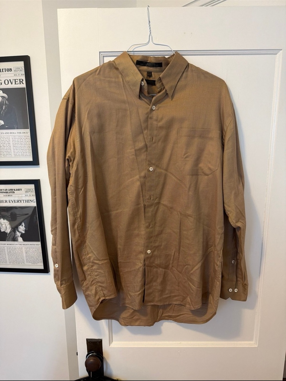 Donna Karan Men's Long-Sleeve Button-Down Shirt - Brown
